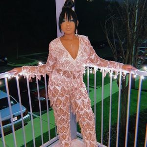 Rose Gold Tassel Fringed Jumpsuit